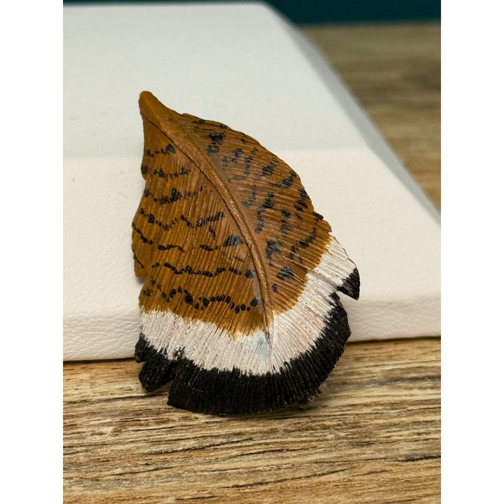 Vintage Signed Simpson Hand Carved Painted Wood Duck Feather Pin Brooch 1.75"
